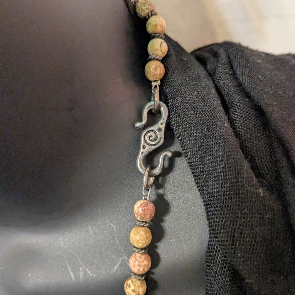 Beaded Blue Speckled Ceramic Statement Necklace 18" approx - Picture 3 of 3